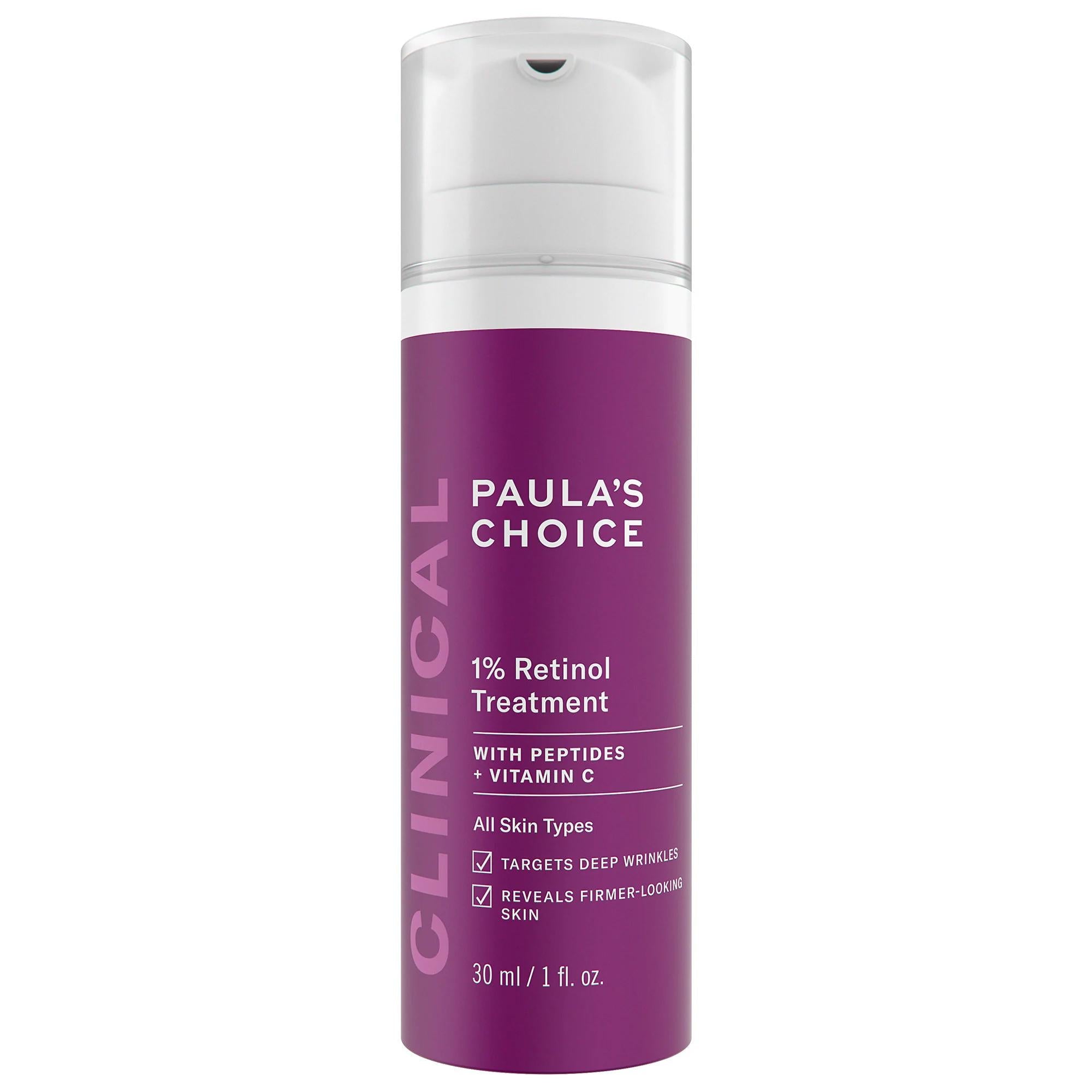 CLINICAL Anti-Aging 1% Retinol Treatment: Wrinkle Reduction, Skin Firming, & Pore Minimizing Cream with Peptides & Vitamin C