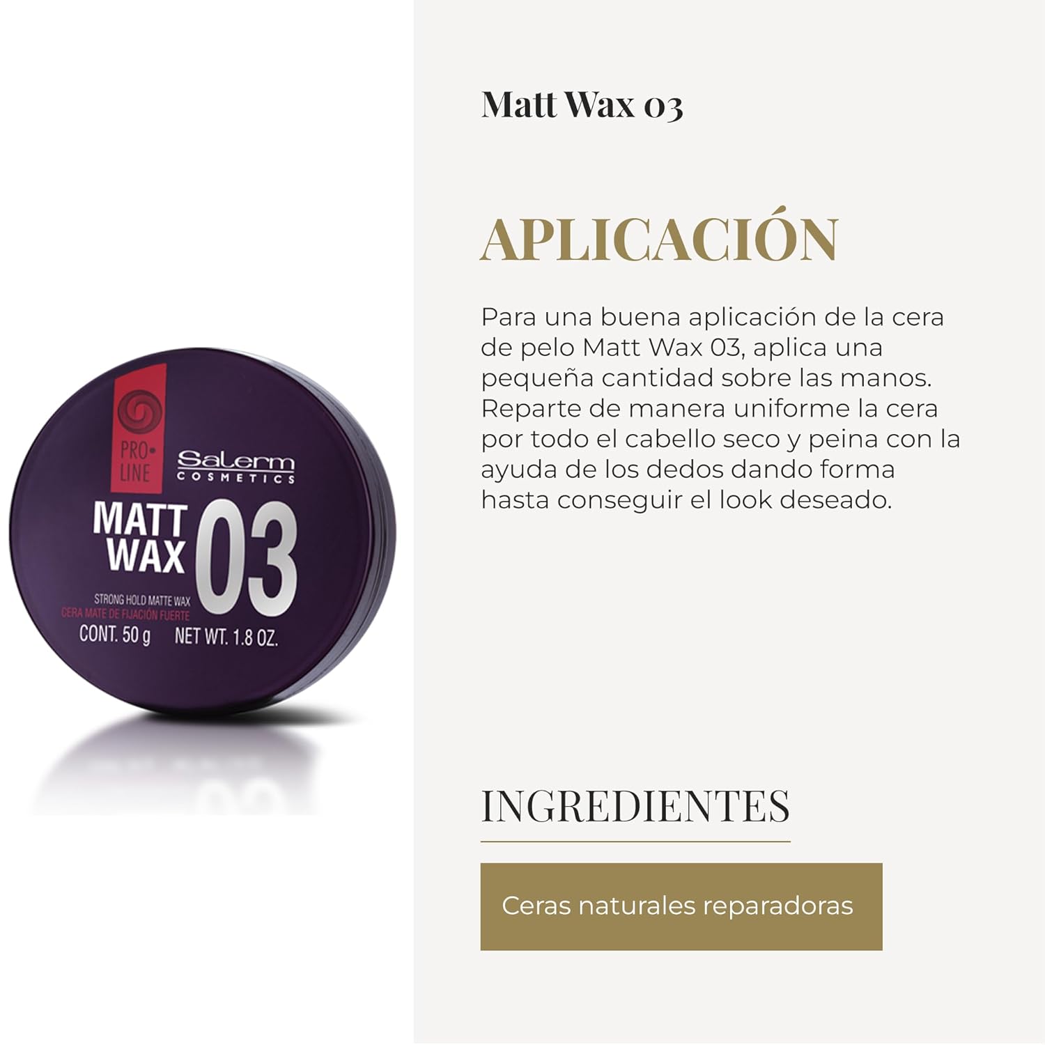 Salerm Pro Line Matt Wax Matte Finish Hair Styling Wax 1.8 oz