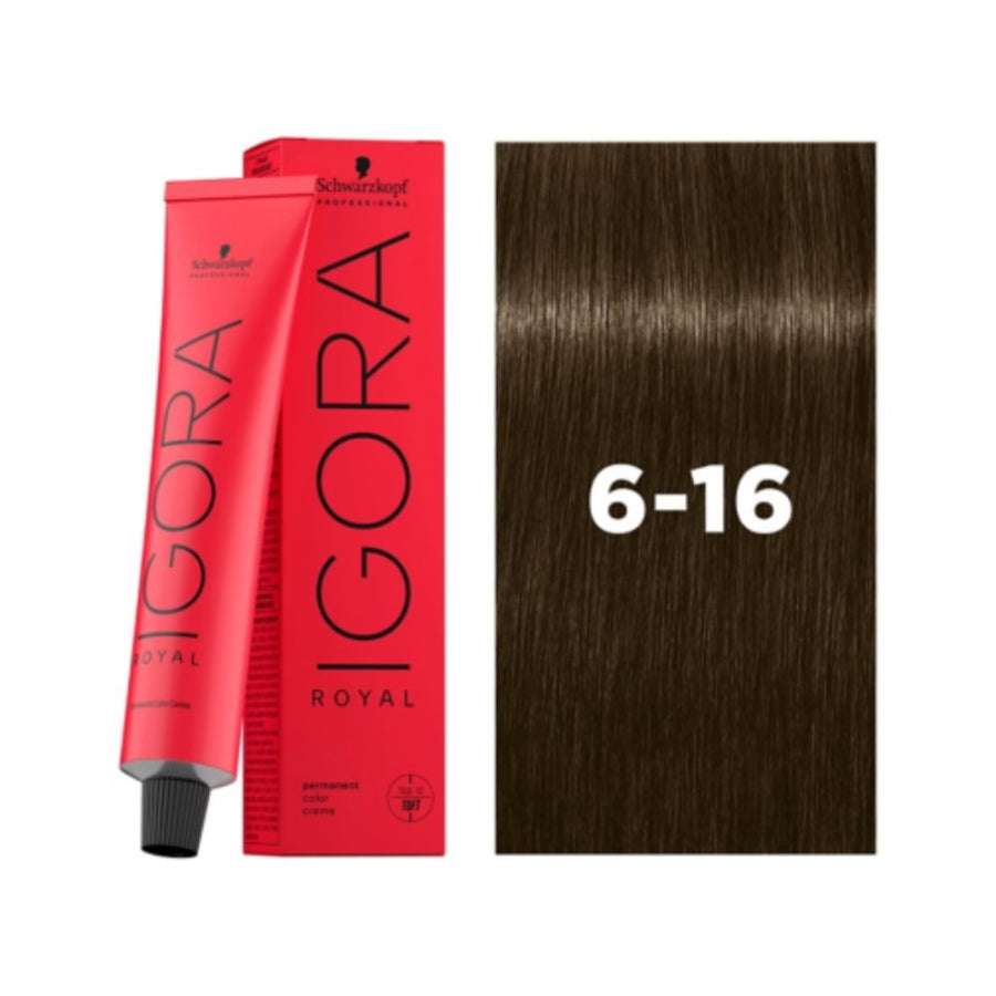 Igora Royal Permanent Hair Color 6.16 Dark Blonde Cendre Chocolate 60ml
