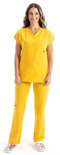 Labor Dr. Elastik Women's Lycra Surgical Scrubs Set Yellow