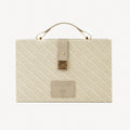 Shayen Paris Parisian Ivory Makeup Bag with Gold Lock