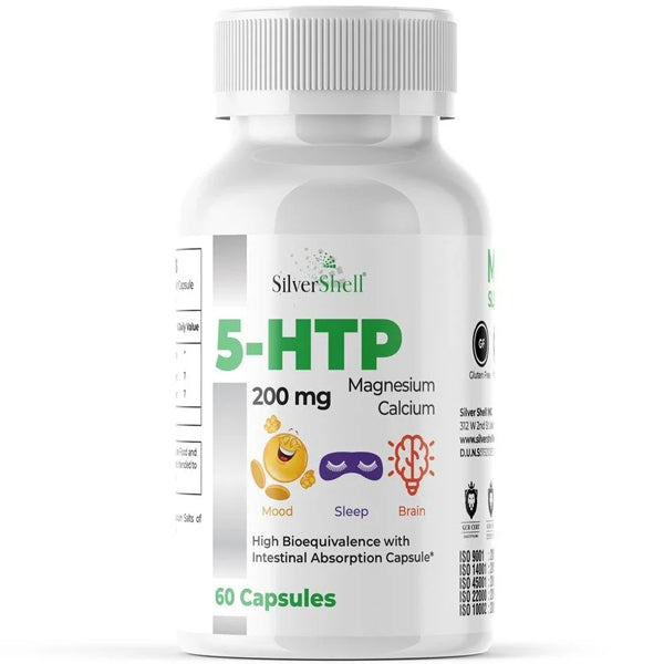 Silver Shell 5-HTP 200 mg with Magnesium & Calcium 60 Capsules