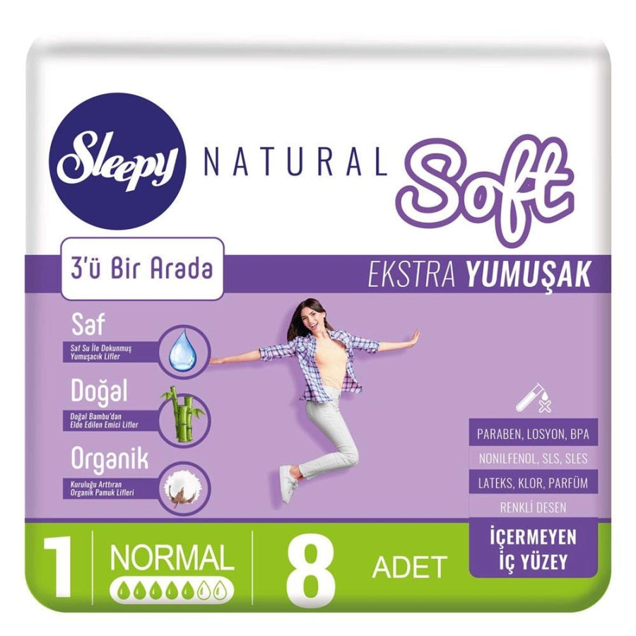 Sleepy Natural Soft Extra Soft Normal Sanitary Pads 8 Count