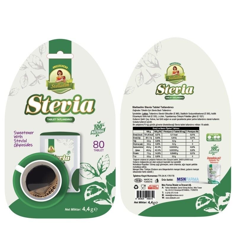 Stellaslm Stevia Sweetener Tablets for Sugar Alternative 80 Count
