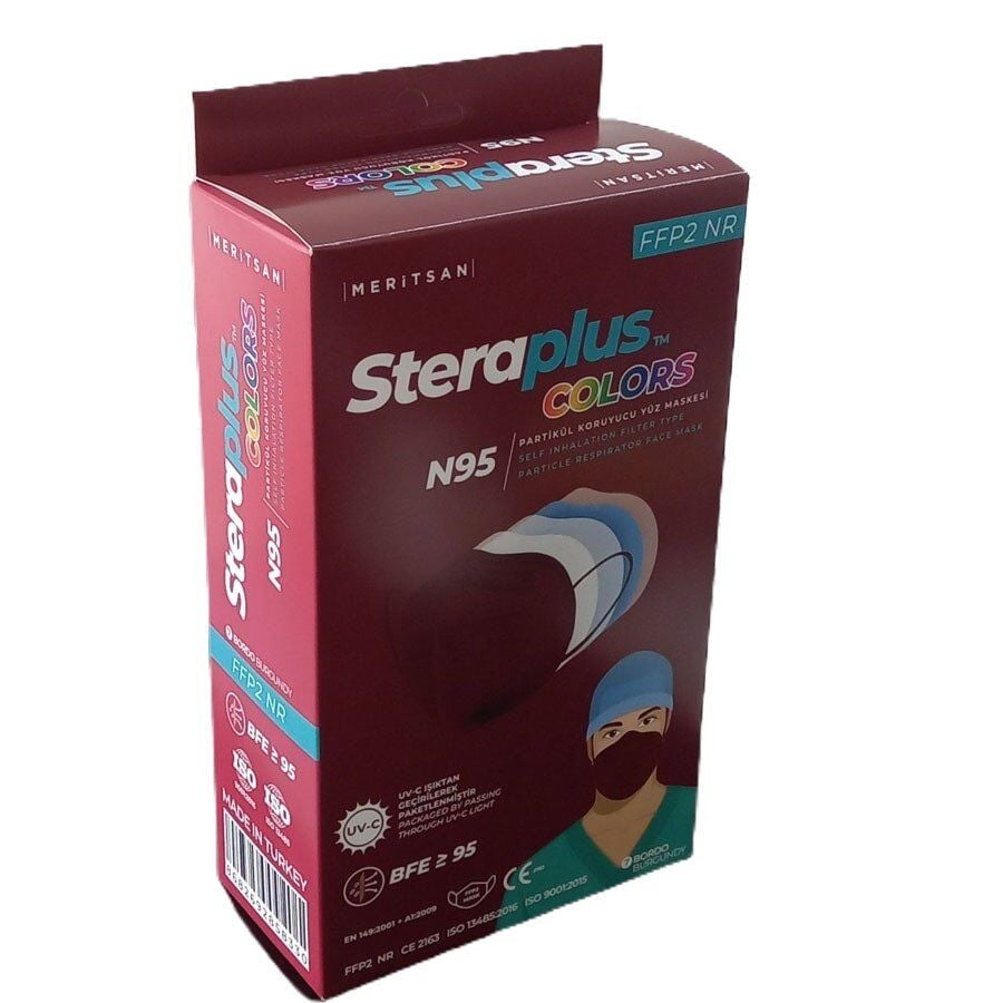 Steraplus FFP2 5-Layer N95 Face Mask Burgundy 10 Count