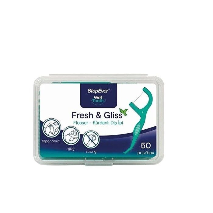 Stopever Fresh-Gliss Mint Dental Floss Picks 50 Count