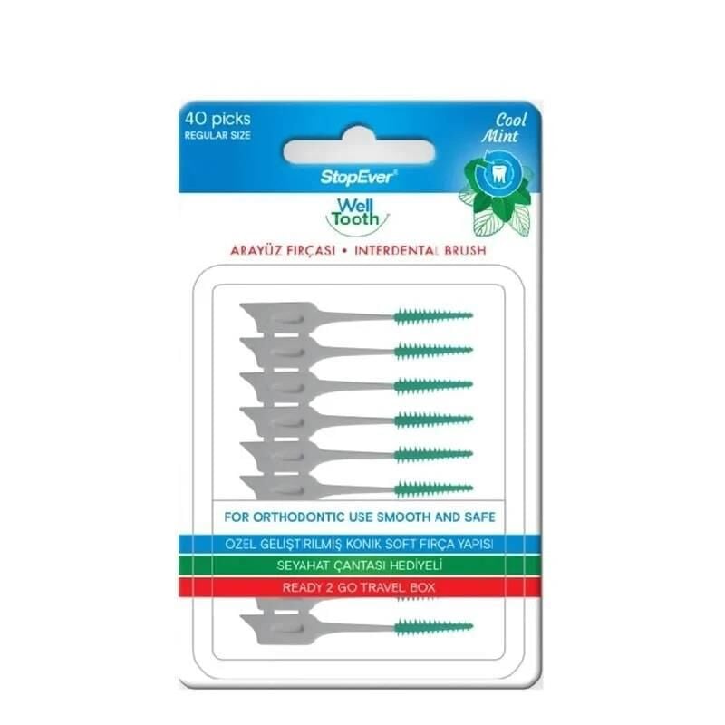 Stopever Well Tooth Interdental Brush for Plaque Removal 40 Count