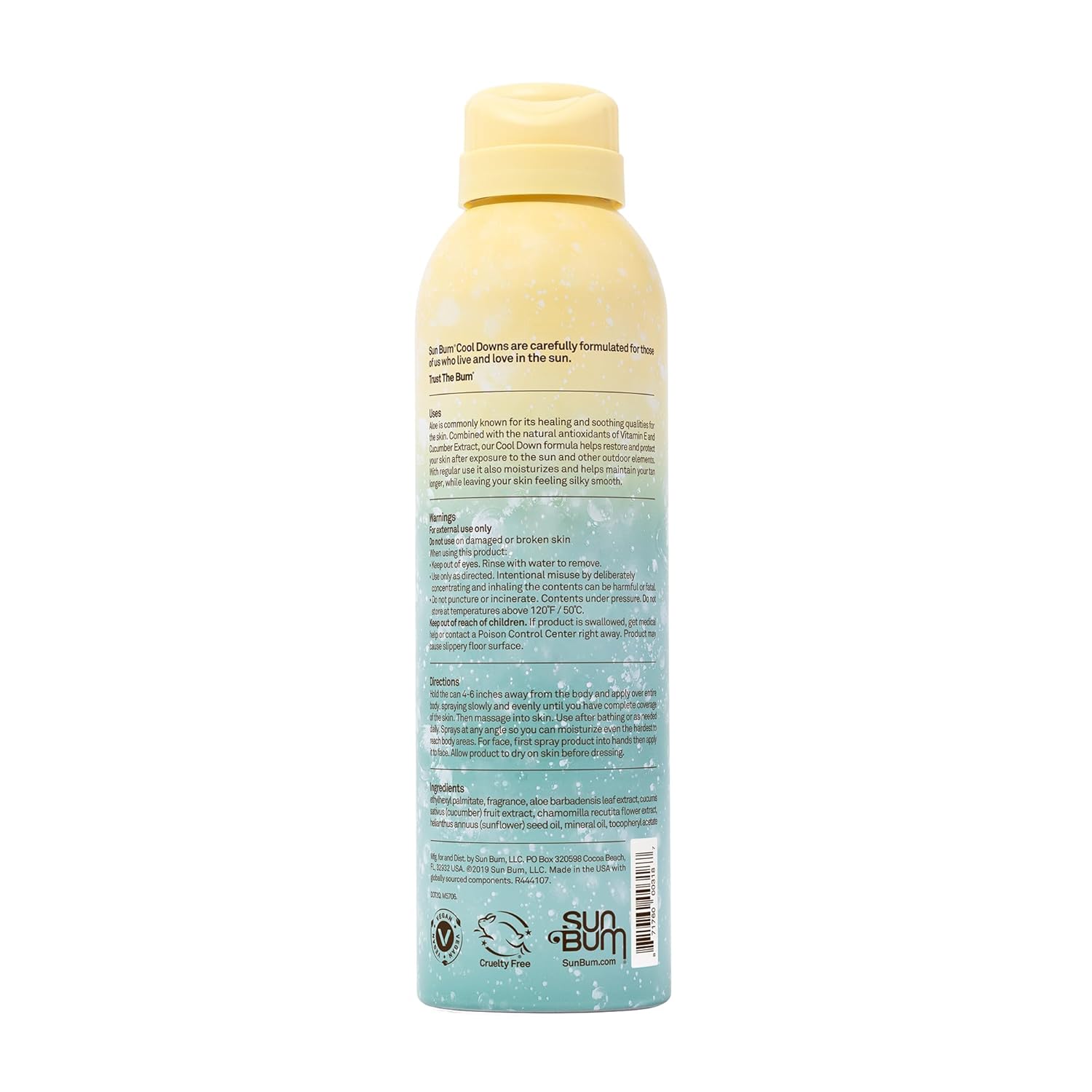 Sun Bum Cool Down Aloe Vera After Sun Spray 6 oz