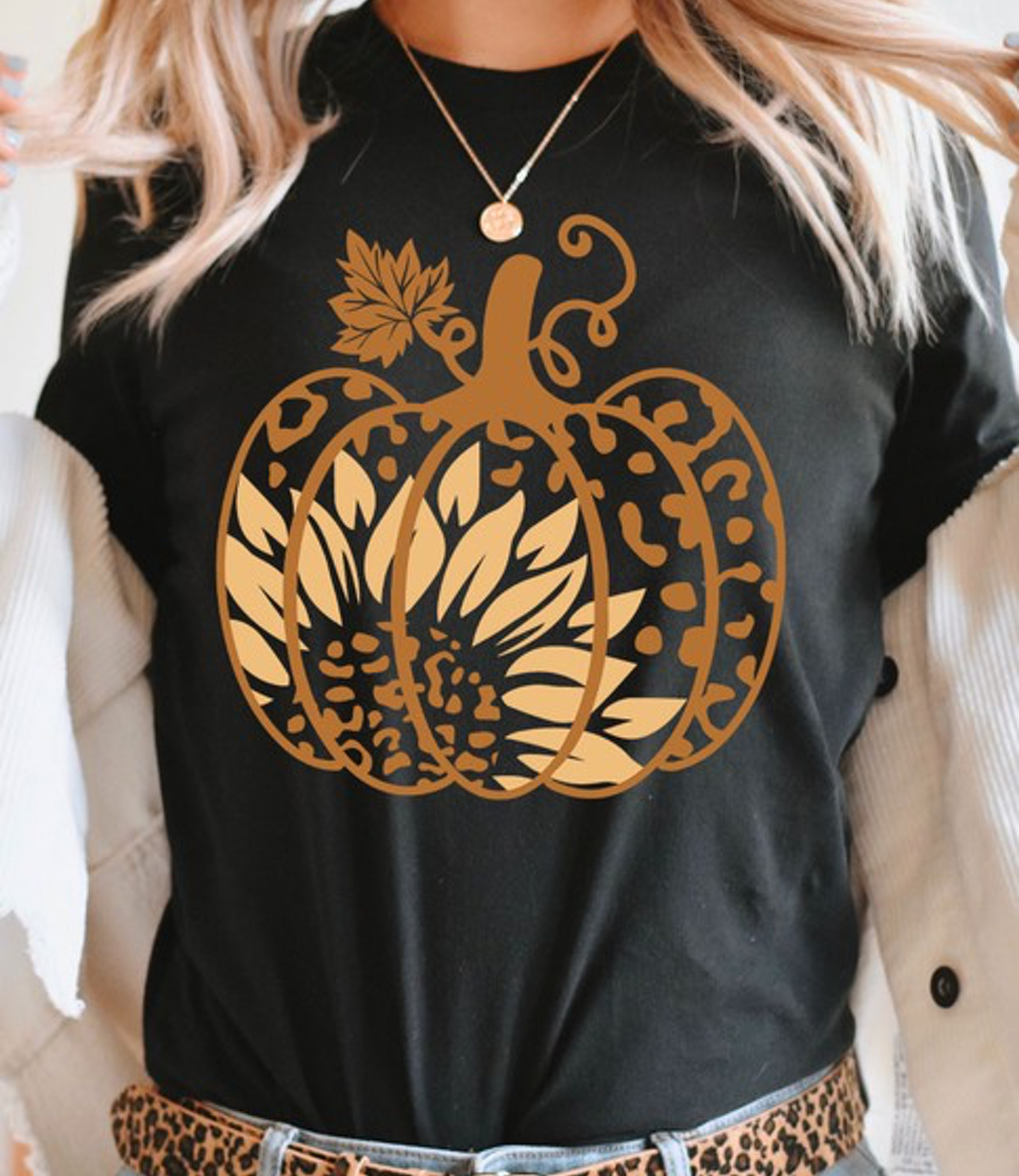 Sunflower Pumpkin Graphic Tee - Heather Black