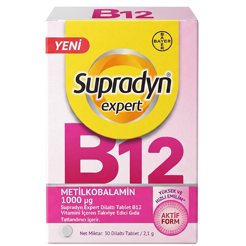 Supradyn Expert B12 Vitamin Methylcobalamin 1000 mcg 30 Sublingual Tablets
