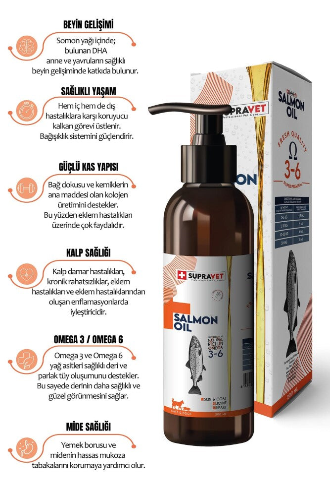 Supravet Salmon Oil Omega 3 & 6 Supplement for Pets 200 ml