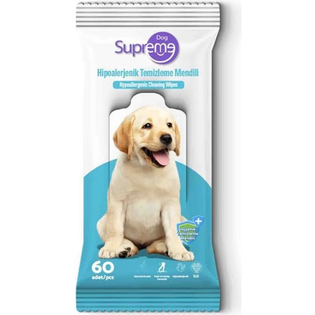 Supreme Hypoallergenic Dog Cleaning Wipes for Paws & Coat 60 Count