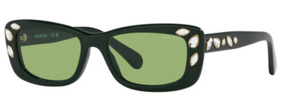 Swarovski 6008 Green Square Frame Designer Sunglasses 54mm