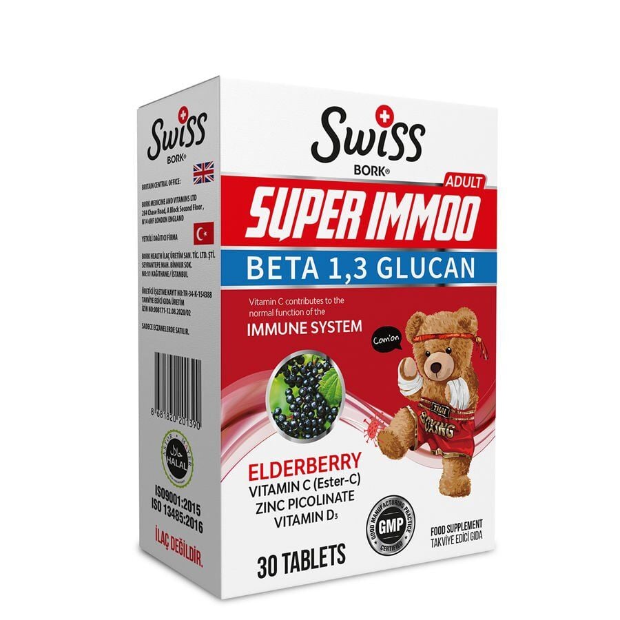 Swiss Bork Super Immoo Elderberry & Vitamin C Supplement 30 Tablets