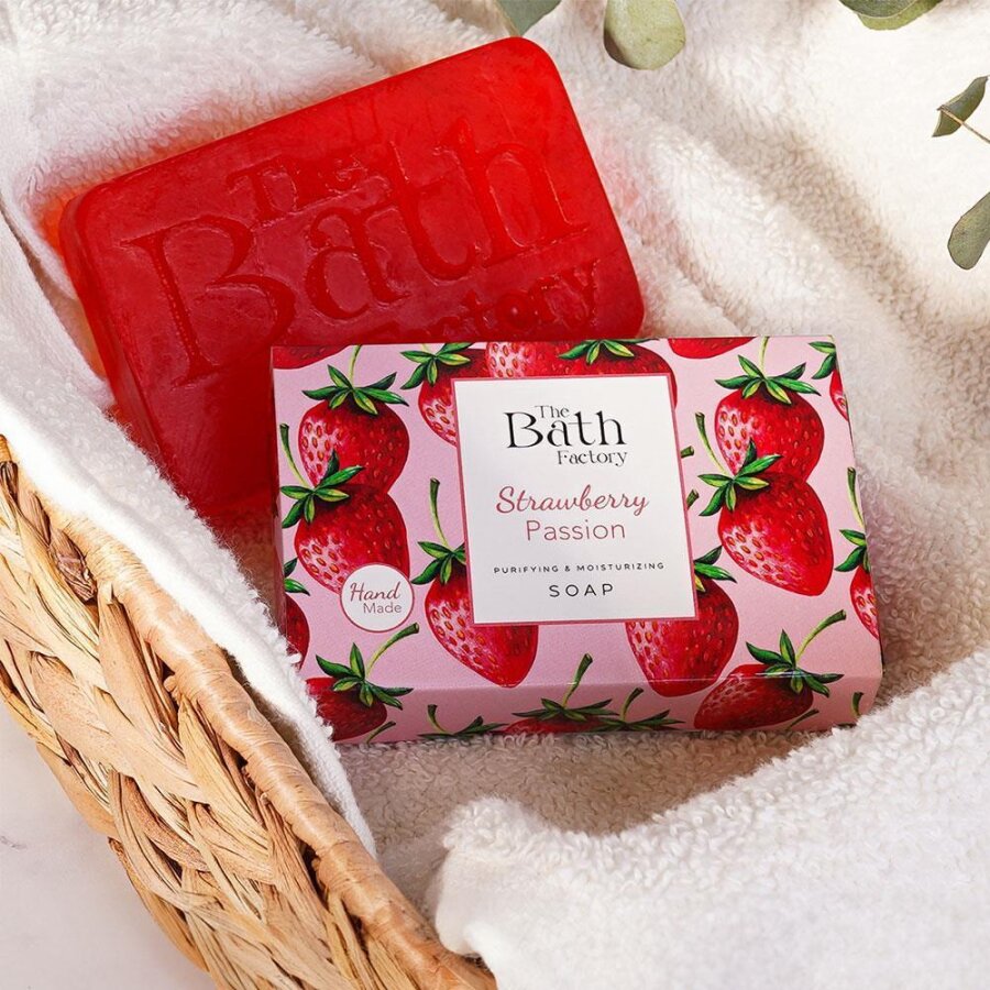 The Bath Factory Strawberry Moisturizing Soap for Face & Body 100g