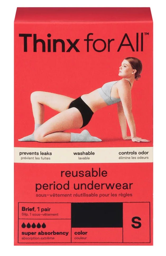 Thinx For All Super Absorbency Cotton Brief Period Underwear, Small Black