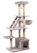 Tommy Multi-Level Luxury Grey Cat Tree House with Sisal Posts 148cm