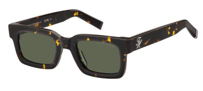Tommy Hilfiger Men's Rectangular Sunglasses Brown Tortoise 49mm