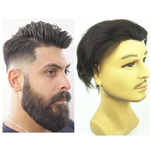 VIP Extensions Men's PU Skin Toupee 100% Human Hair Hairpiece - Pick Size