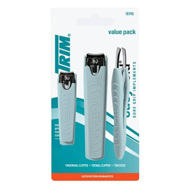 Trim Lux Easy Hold Nail Clipper Set for Precise Grooming 3-Piece