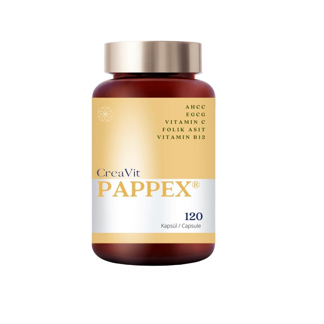 CreaVit Pappex 120 Capsules - AHCC, EGCG, Vitamin C, Folate, and Vitamin B12