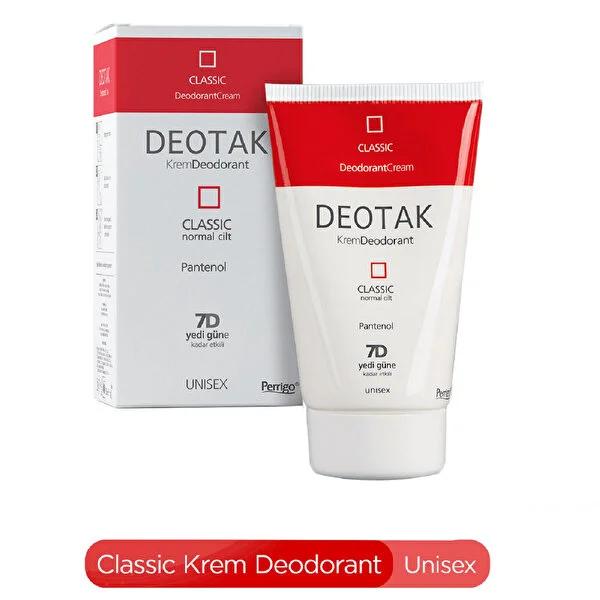 Deotak Deodorant Cream - 7 Days Odor Protection for Normal Skin - Anti-perspirant Cream Deotak Krem Deodorant Klasik