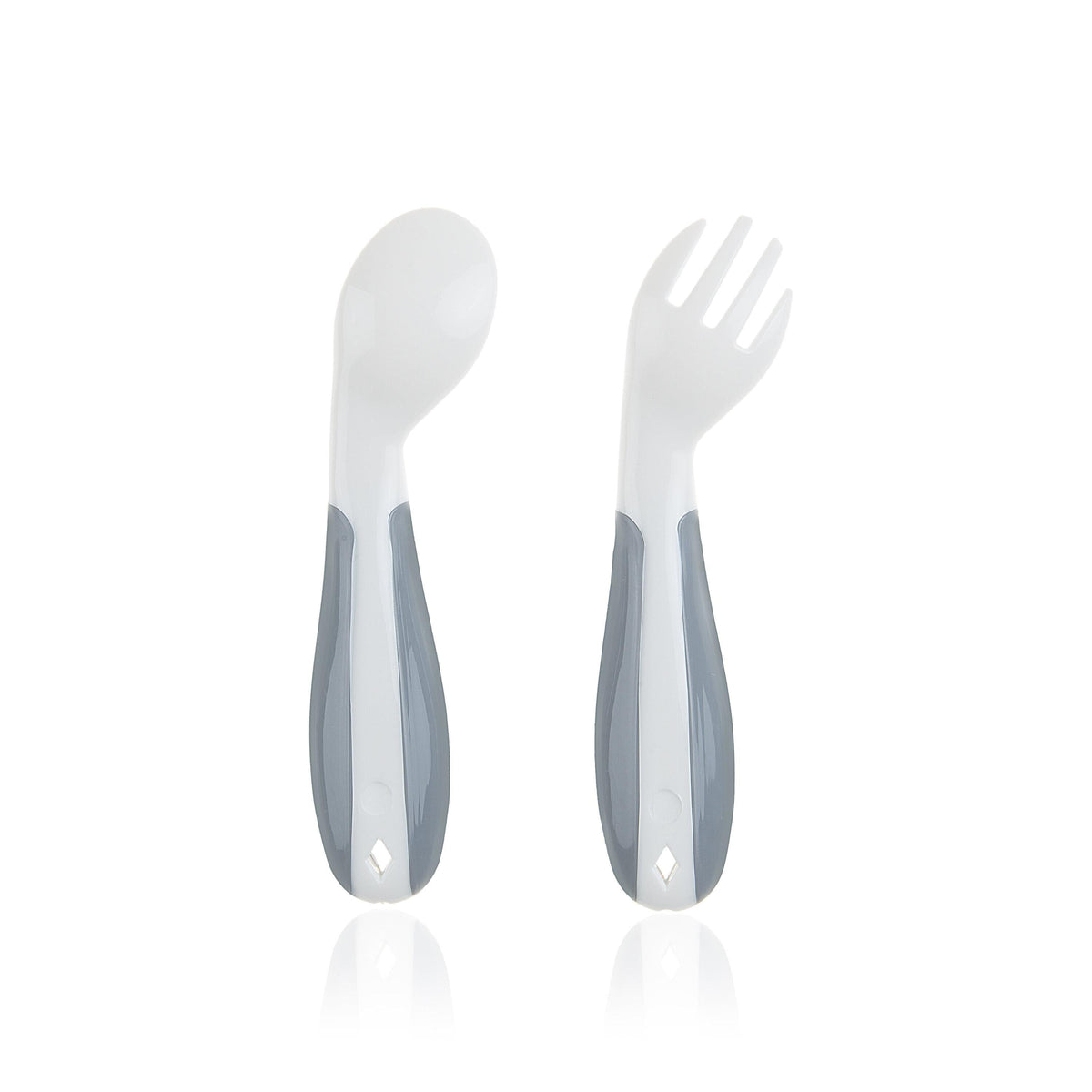 Babyjem Angled Feeding Spoon and Fork Set White 2-Piece