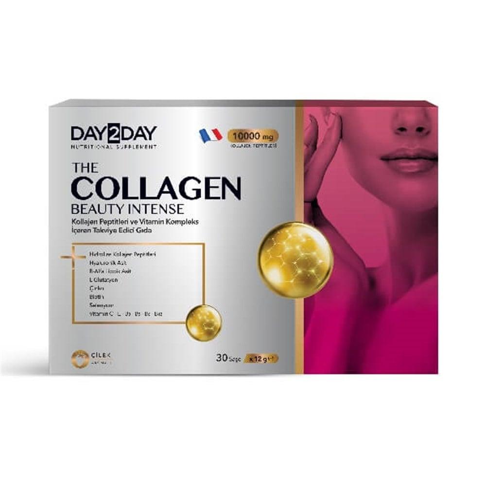 Day2Day Collagen - Beauty Intense 10,000mg Collagen Peptides, Skincare, Sugar-Free, Strawberry Flavor - 30 Sachets