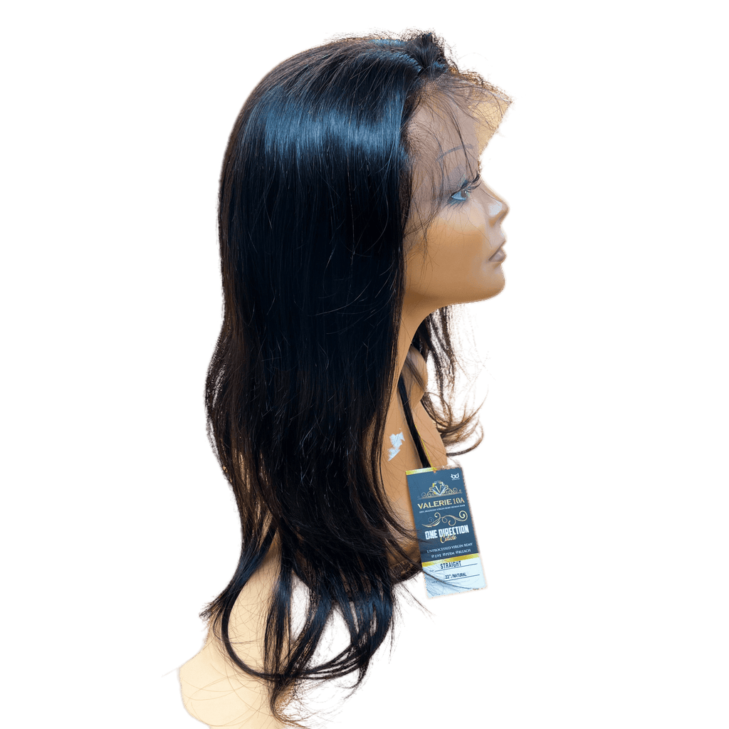 VIP Extensions Valerie 10A Off Black Straight Full Lace Wig, 22", One Direction Cuticle