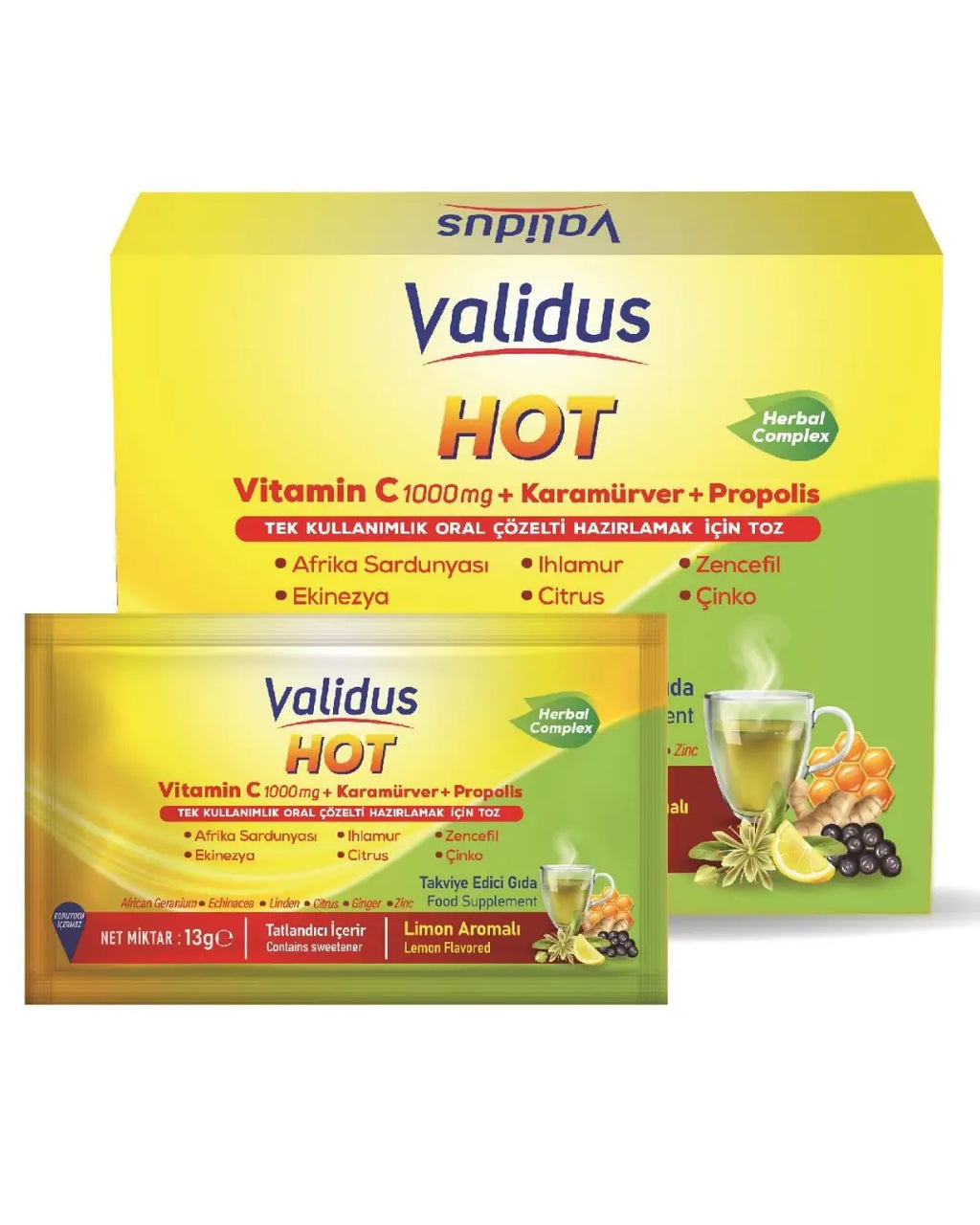 Validus C Hot Herbal Drink Mix for Daily Support 12 Sachets