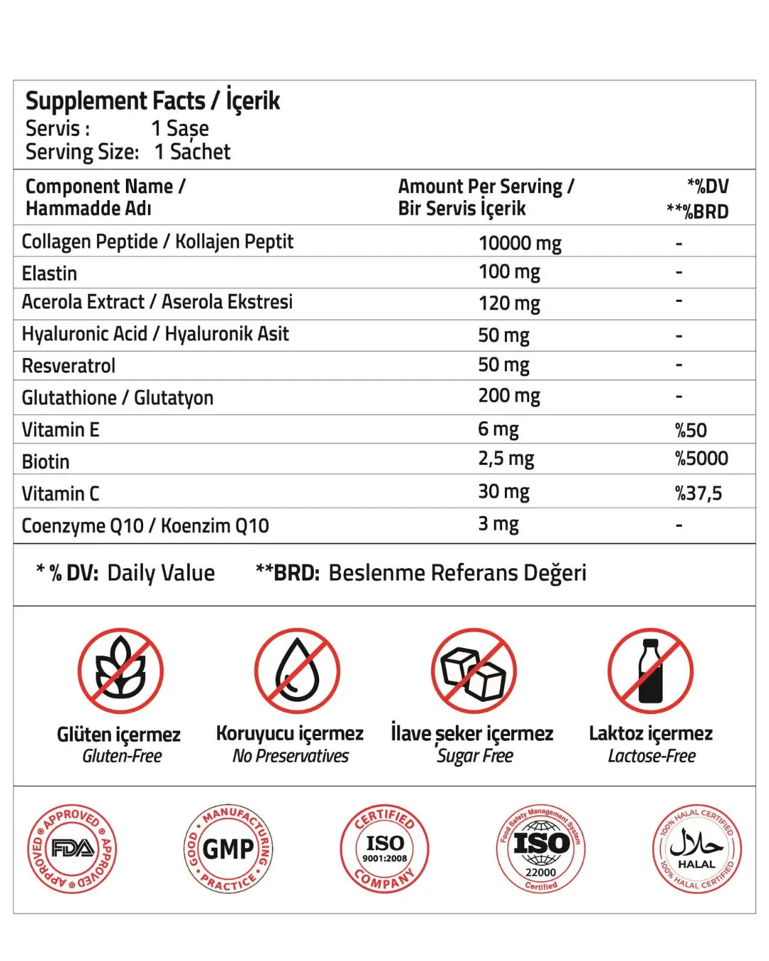 Validus Collagen 10,000mg & Elastin Supplement 30 Sachets