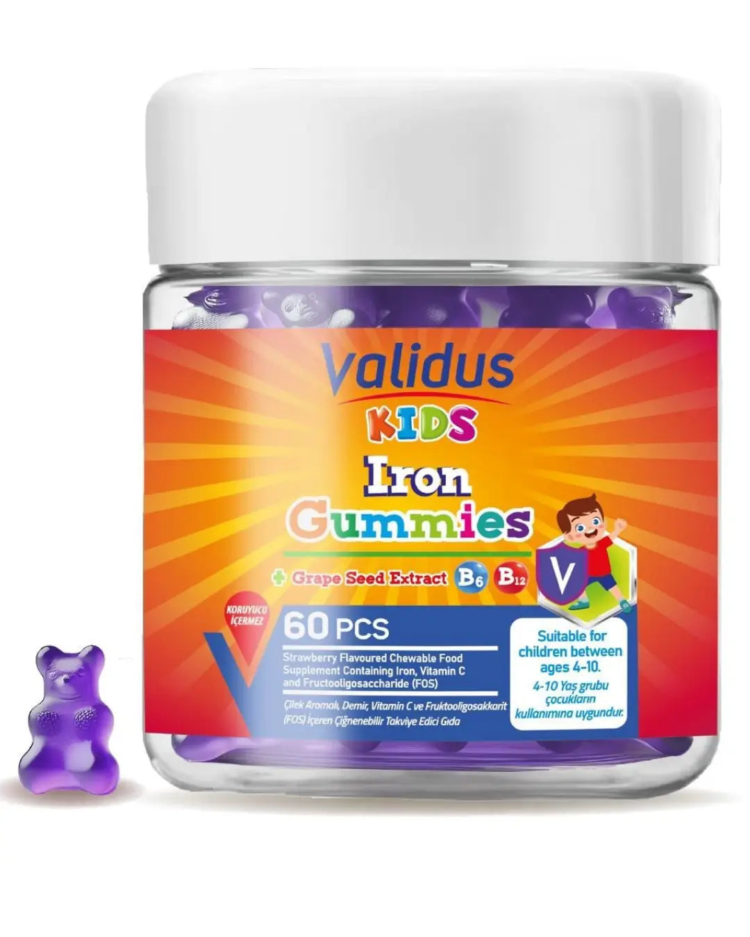 Validus Kids Iron & Vitamin C Complex Gummies 60 Count