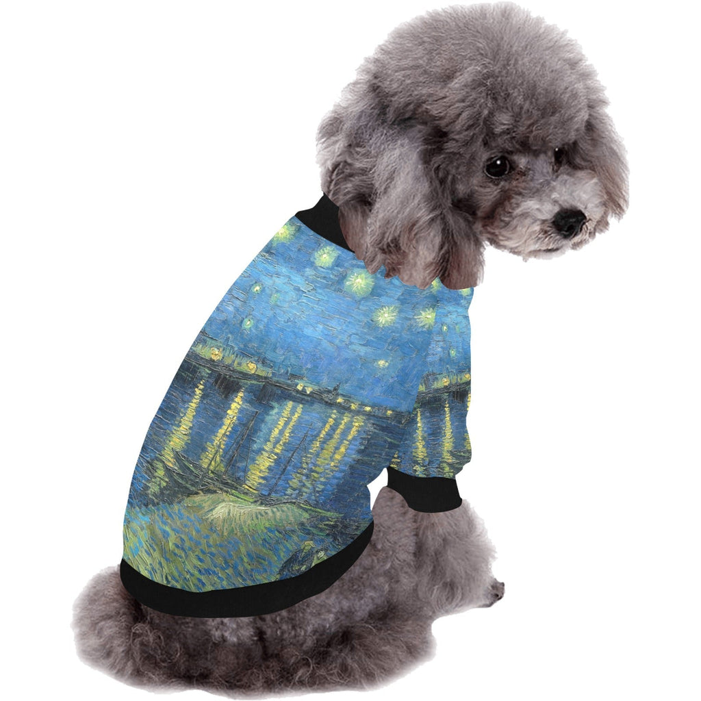 Van Gogh Starry Night Over The Rhone Round Neck Shirt