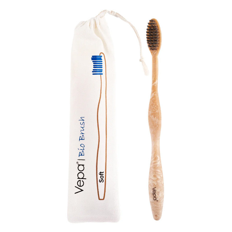 Vepa Bio Wooden Adult Toothbrush with Pouch 1 Count