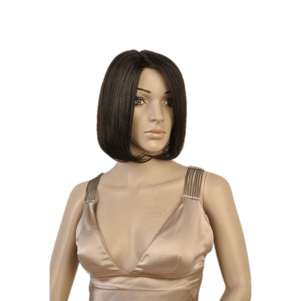 VIP Extensions Dark Brown Straight Bob Virgin Human Hair Full Lace Wig, Majestic Style