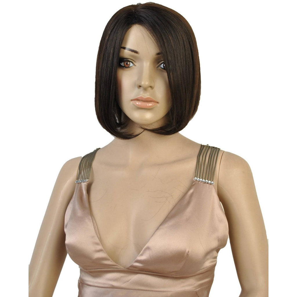 VIP Extensions Dark Brown Straight Bob Virgin Human Hair Full Lace Wig, Majestic Style