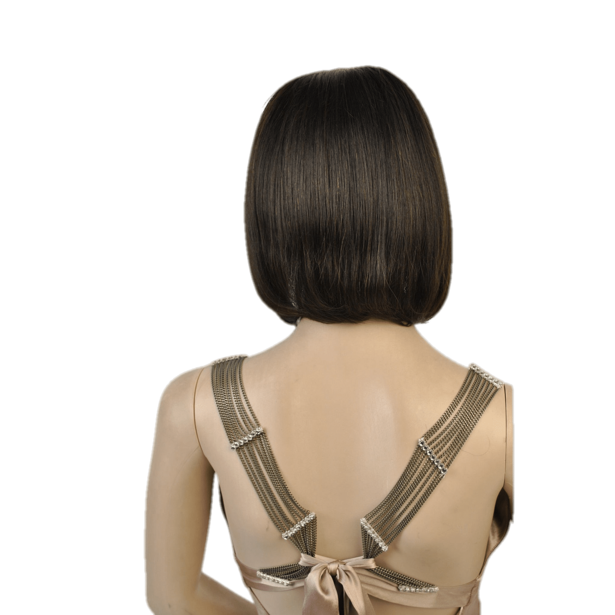 VIP Extensions Dark Brown Straight Bob Virgin Human Hair Full Lace Wig, Majestic Style