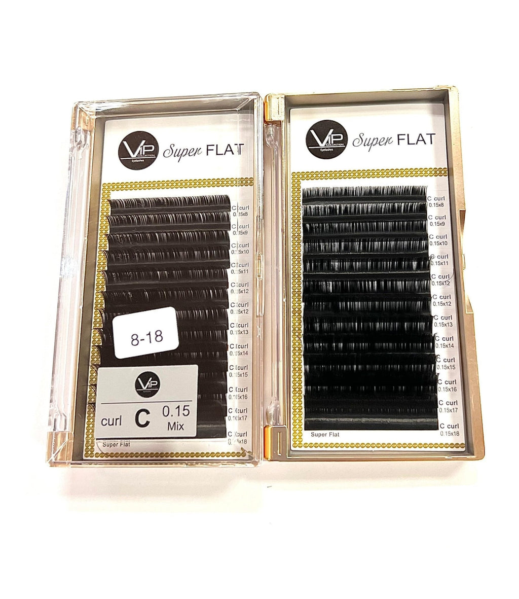 VIP Eyelashes Super Flat Extensions 12 Lines 0.15mm C Curl