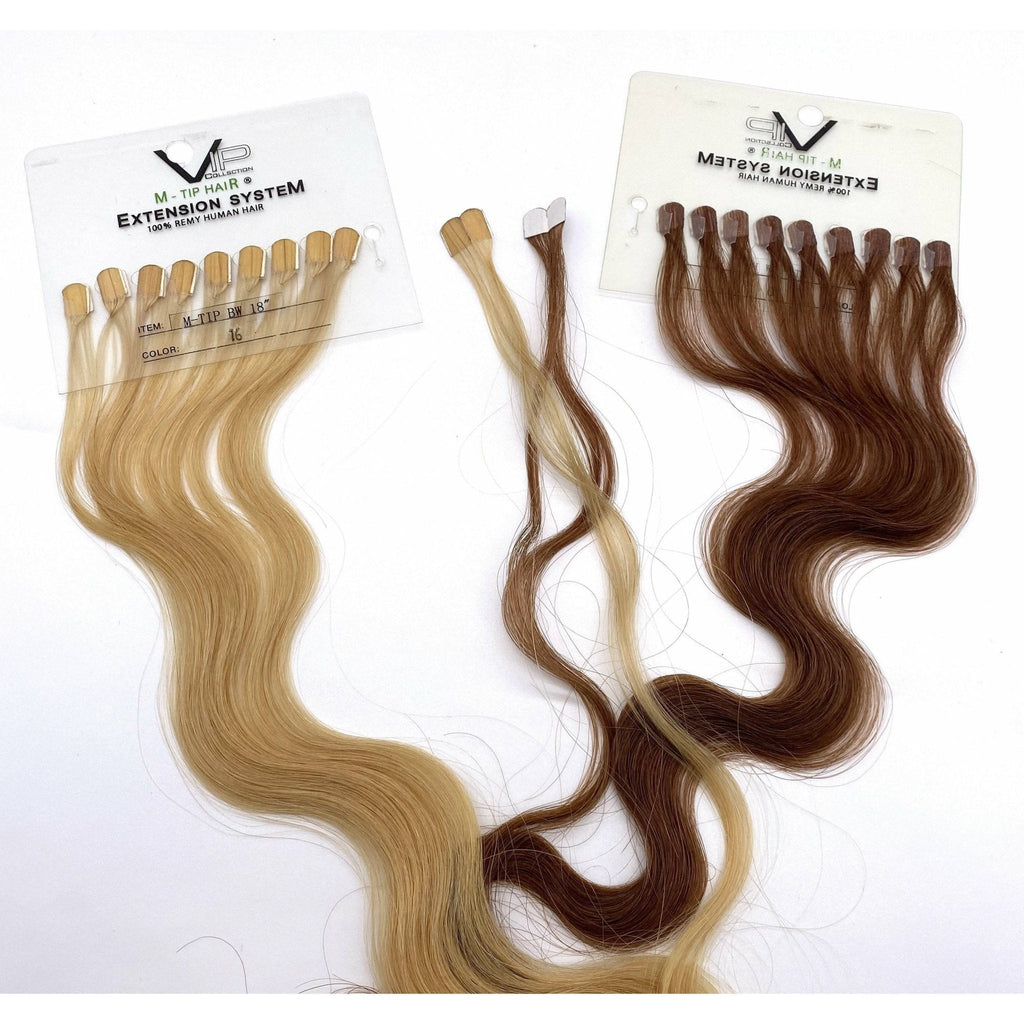 VIP M-Tip System Tape Hair Extensions 100 Strands Wavy 18"