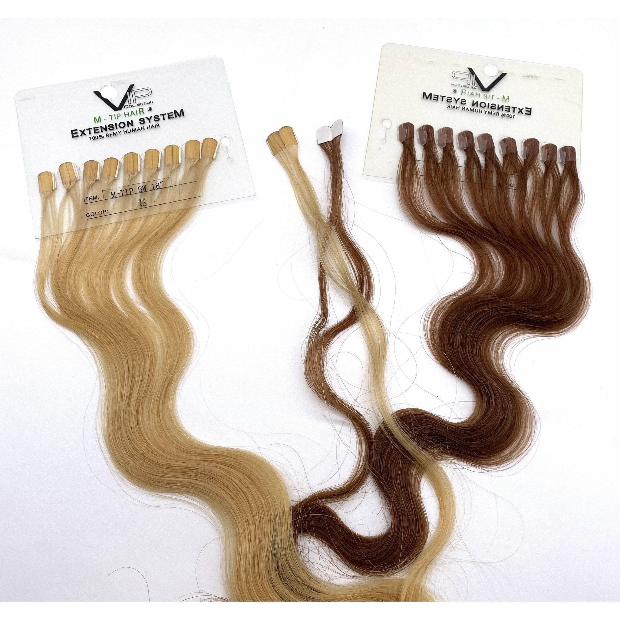 VIP M-Tip System Tape Hair Extensions 100 Strands Wavy 18"