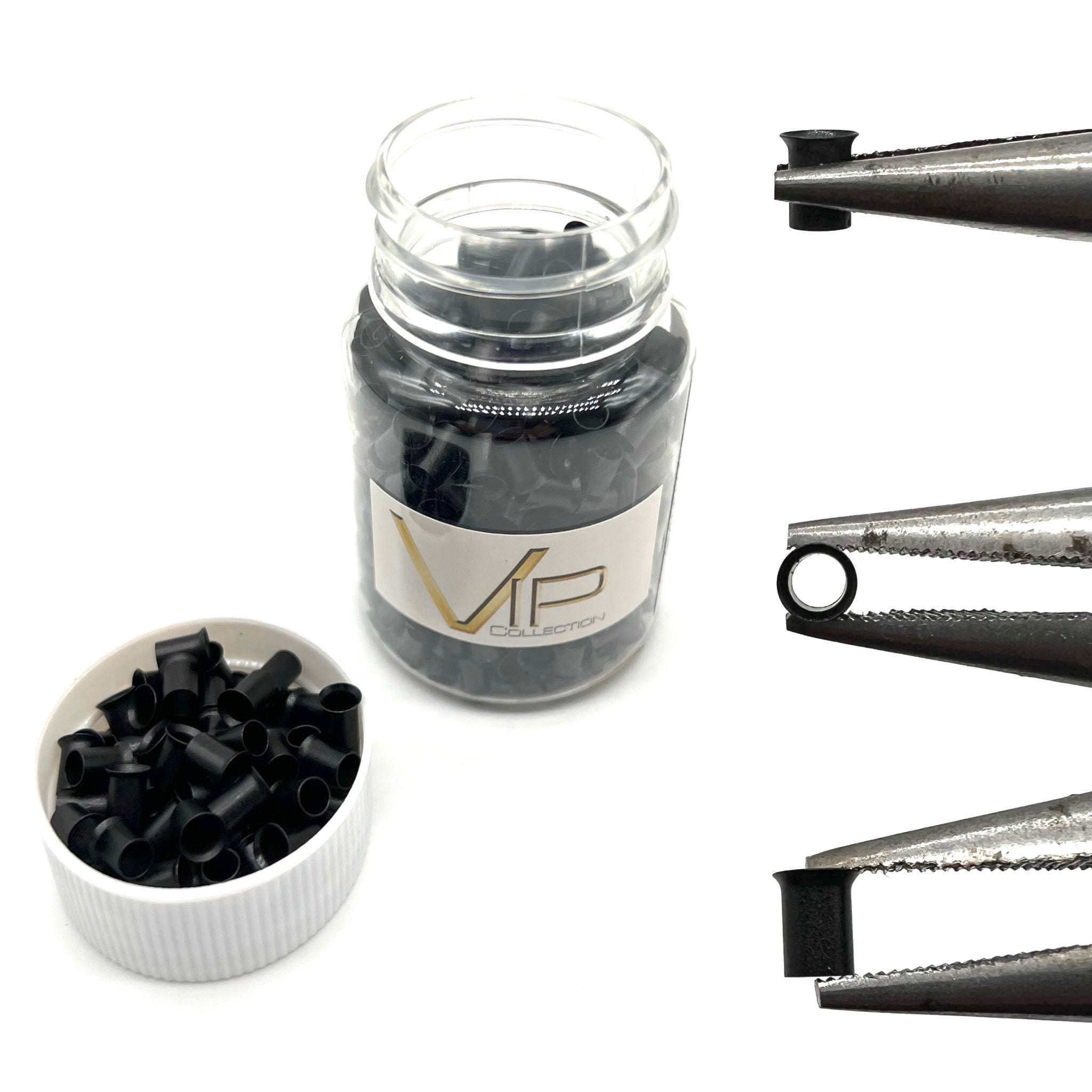 VIP Extensions Micro Rings Tube Copper #1 Black 500 Pcs Hair Extensions