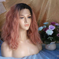 VIP Extensions Black Root to Rose Pink Body Wave Synthetic Lace Front Wig, Style 035