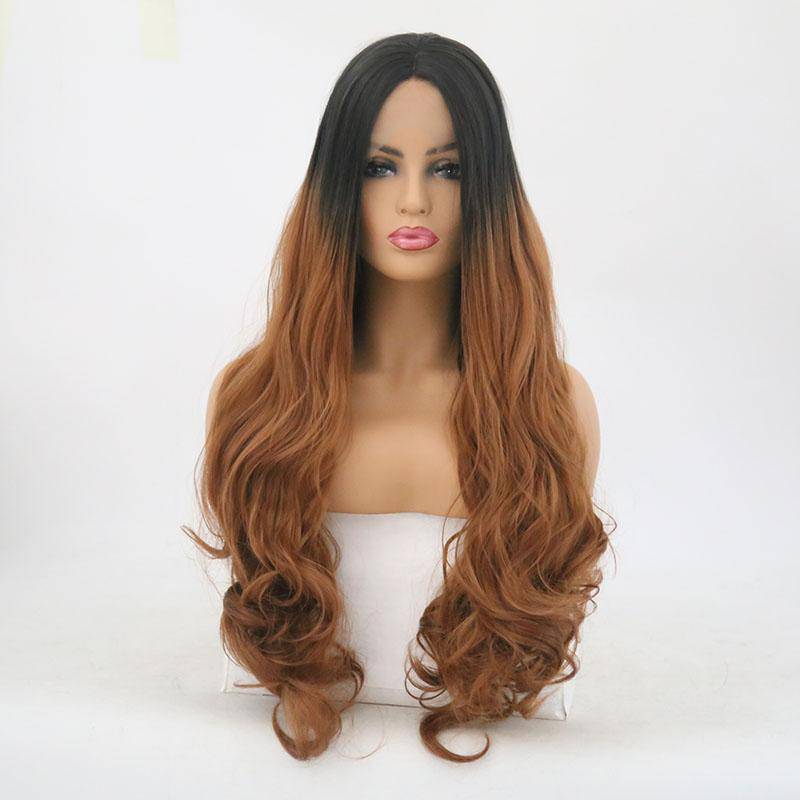 VIP Extensions Off Black to Light Auburn Body Wave Synthetic Lace Front Wig, Style 266