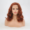 VIP Extensions Copper Red Body Wave Bob Synthetic Lace Front Wig, 14", Color 350 (56)