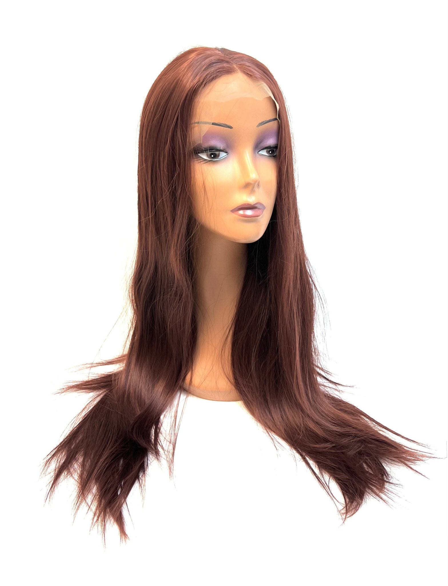 VIP Extensions Dark Brown Straight Synthetic Lace Front Wig, 22", Color 4 (52)