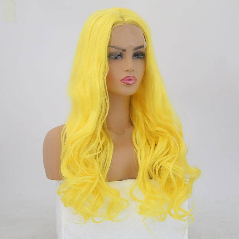 VIP Extensions Bright Yellow Body Wave Synthetic Lace Front Wig, 24", Color 2014 (78)