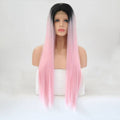 VIP Extensions Off Black to Light Pink Straight Synthetic Lace Front Wig, 24", Color T1B/2317 (70)
