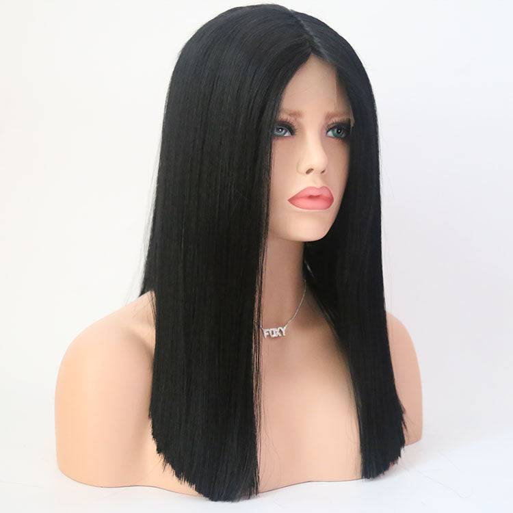 VIP Extensions Off Black Straight Synthetic Lace Front Wig, 18", Color 1B (49)