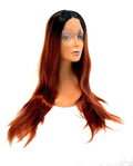 VIP Extensions Off Black to Dark Auburn Wavy Synthetic Lace Front Wig, 24", Color 1B/33 (17)