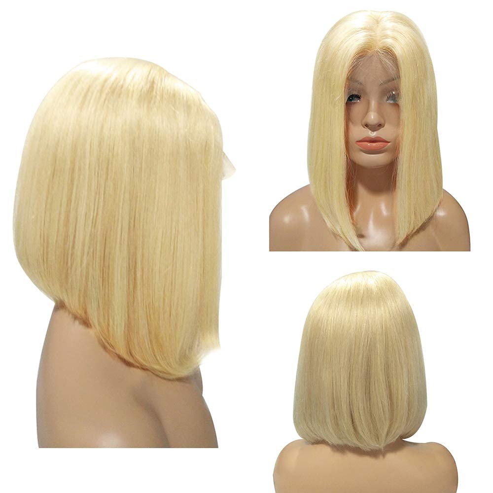 VIP Extensions Bleach Blonde Straight Bob Synthetic Lace Front Wig, 10", Style 7